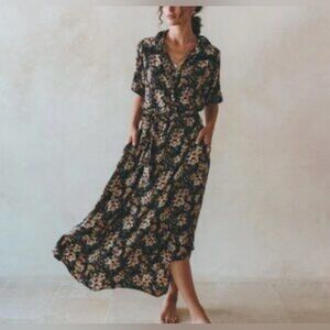 Aura Etolie Floral Maxi Dress  Black and Cream size small